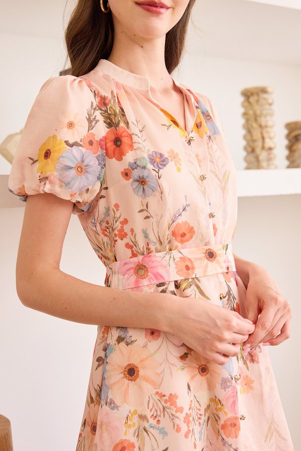 [Backorder] Annabella Dress In Tangerine Pink Florals