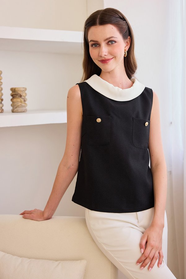 Tiana Top In Tweed Black
