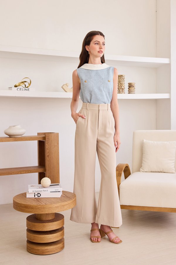 Tiana Top In Tweed Blue