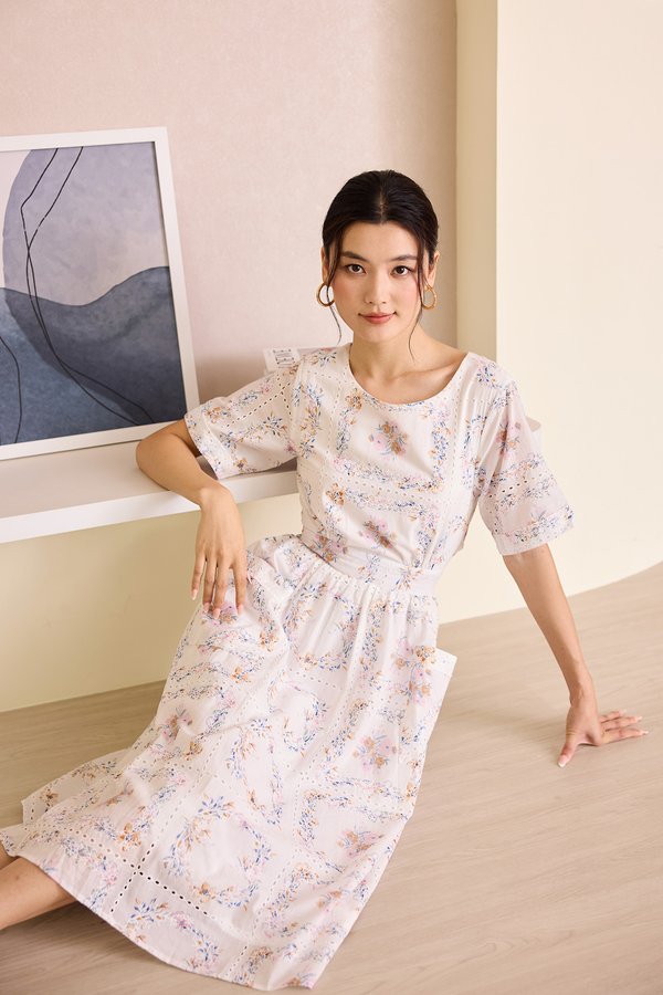 Ellie Dress In Apricot Florals