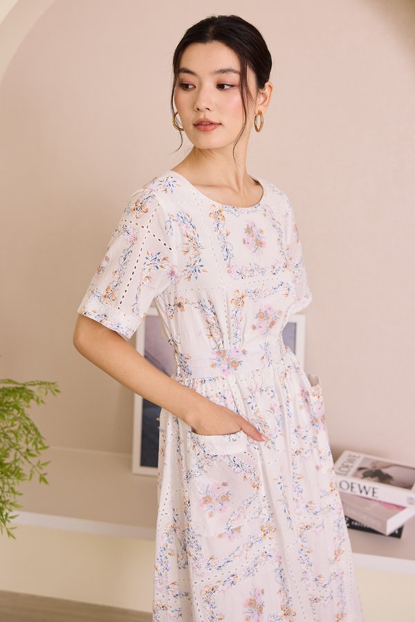 Ellie Dress In Apricot Florals