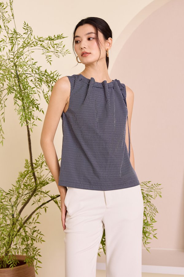 Izzy Top In Blue Gingham