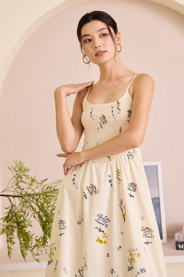 Maisey Dress In Cream Florals
