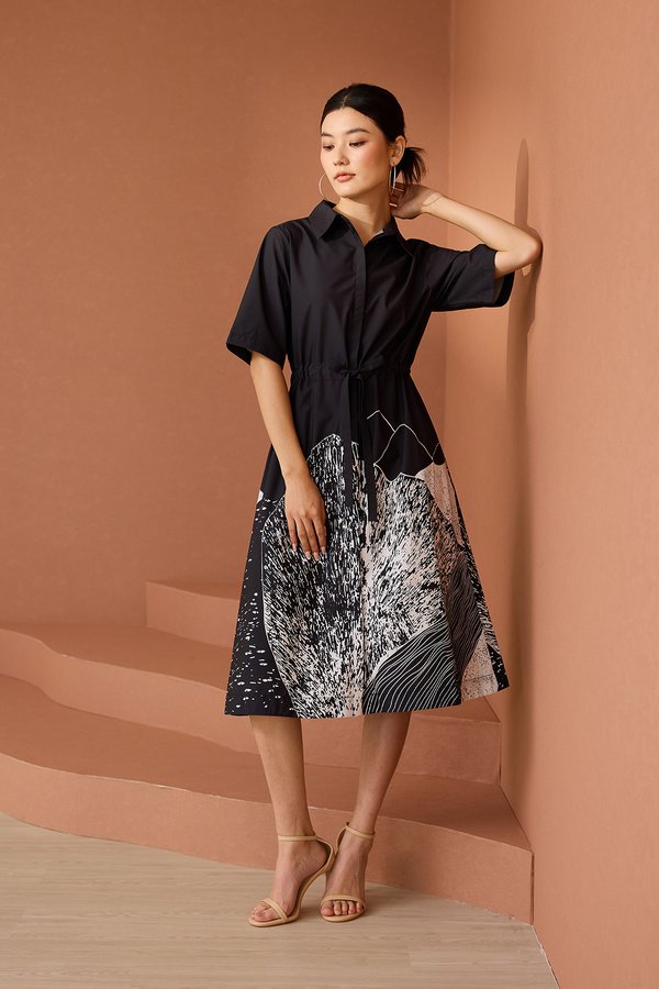 Iman Dress In Black Prints
