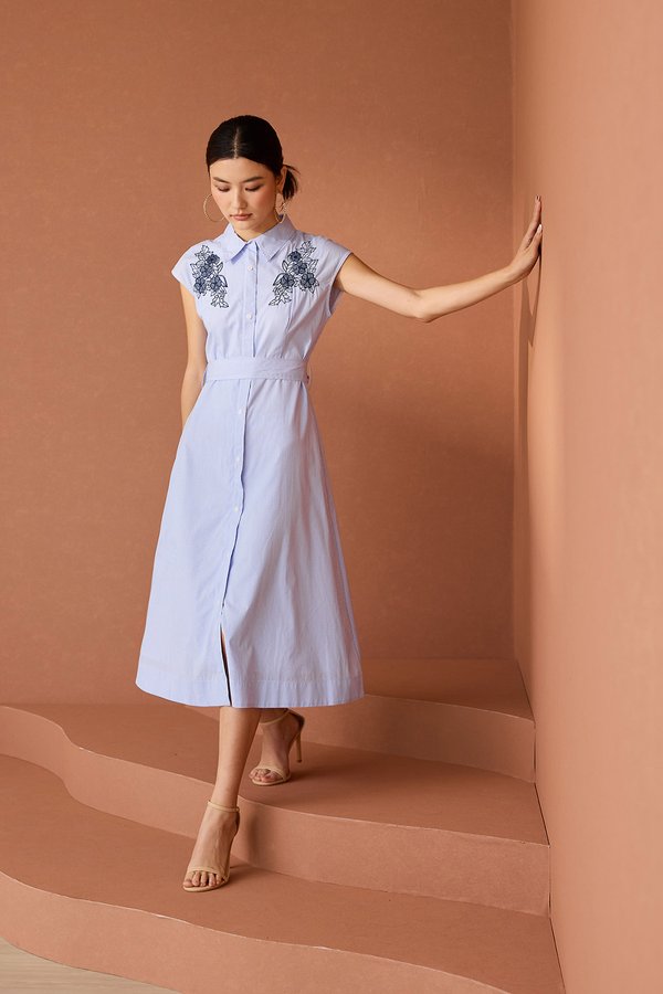 Sondra Dress In Blue Stripes