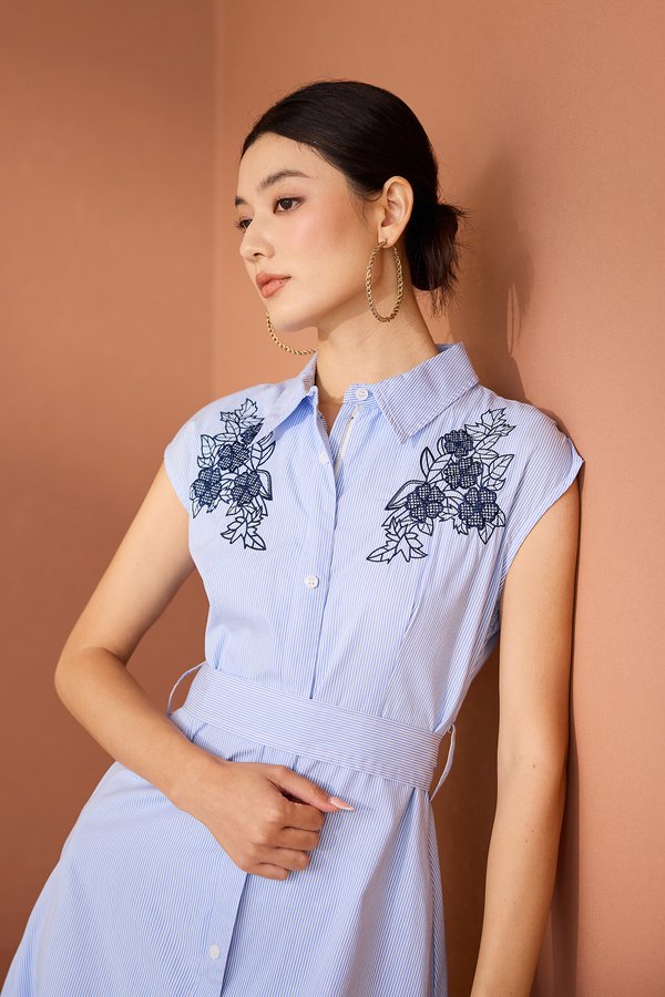 Sondra Dress In Blue Stripes