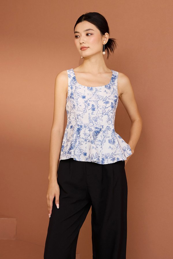 Upton Top In Blue Florals