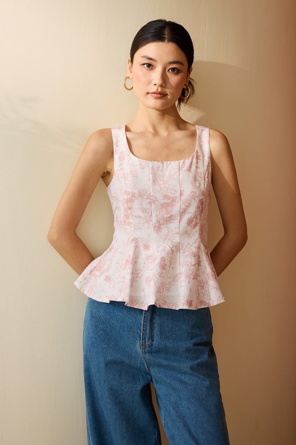 Upton Top In Pink Florals