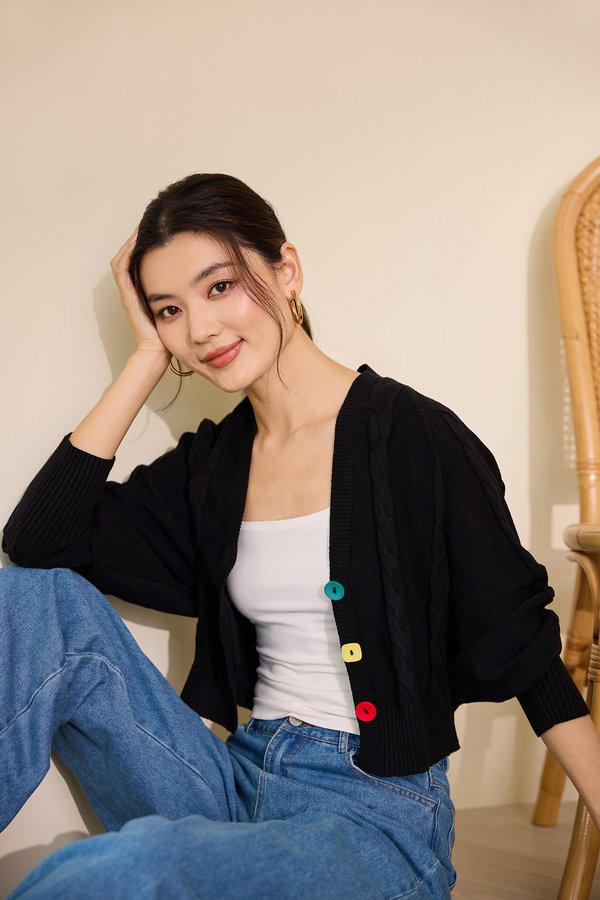 Dorothie Cardigan In Rainbow Black