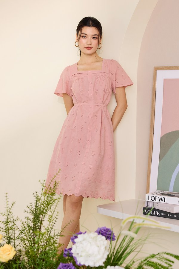 Noella Dress In Dusty Pink