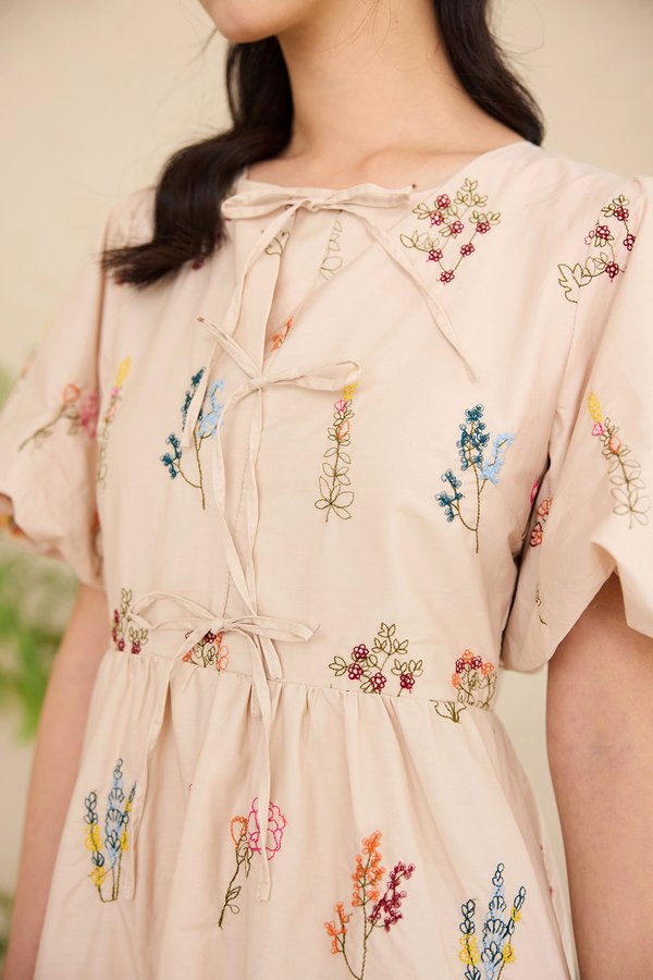 Haisley Dress In Nude Pink Florals