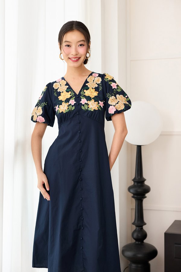 Cerisa Dress In Blue Florals