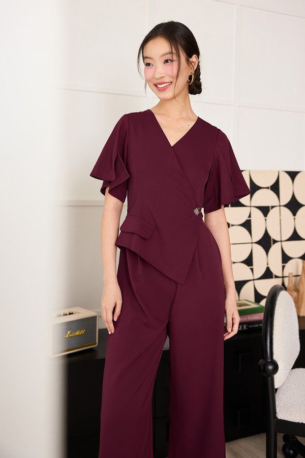 Everleigh Romper In Wine Red