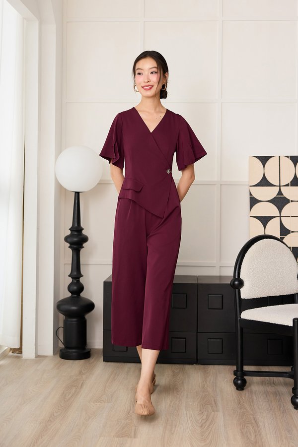 Everleigh Romper In Wine Red