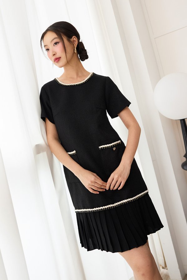 Mylene Dress In Black Tweed