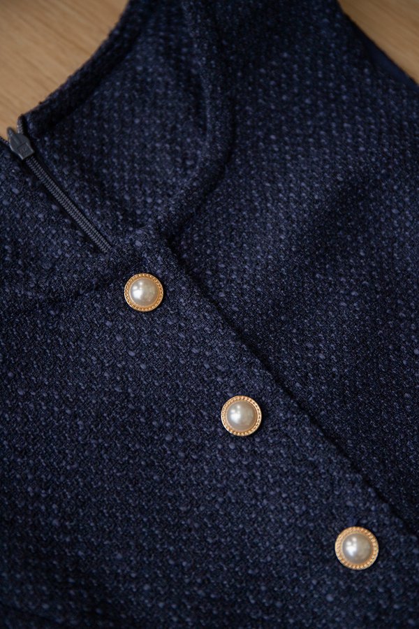 Serena Dress In Navy Tweed