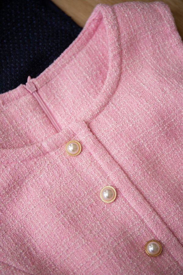 Serena Dress In Pink Tweed