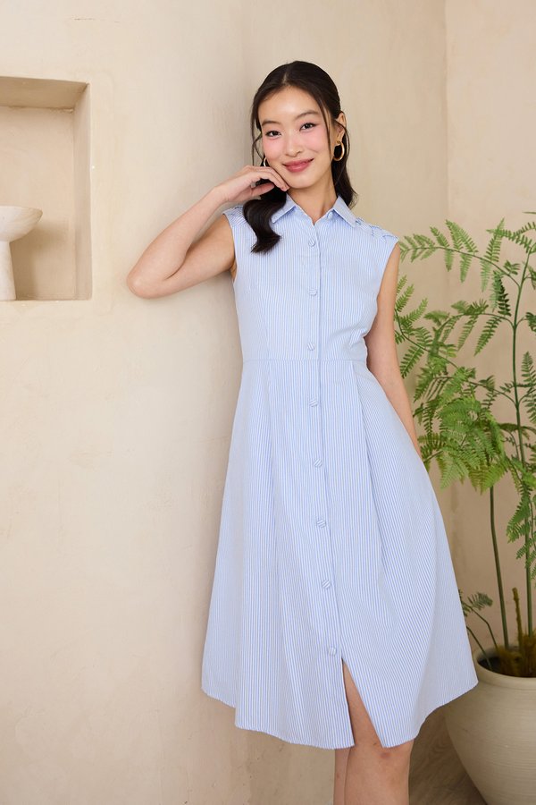 Bexley Dress In Blue Stripes Bexley Dress In Blue Stripes