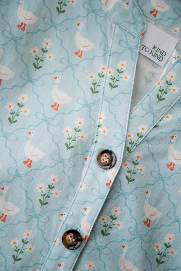 Carla Top In Tiffany Goose Prints Carla Top In Tiffany Goose Prints