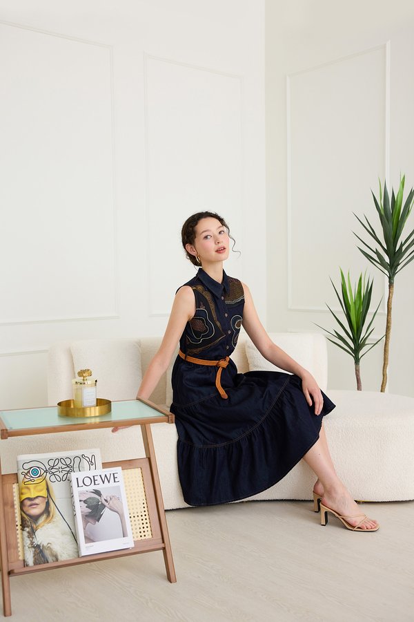 Beatrix Dress In Dark Wash