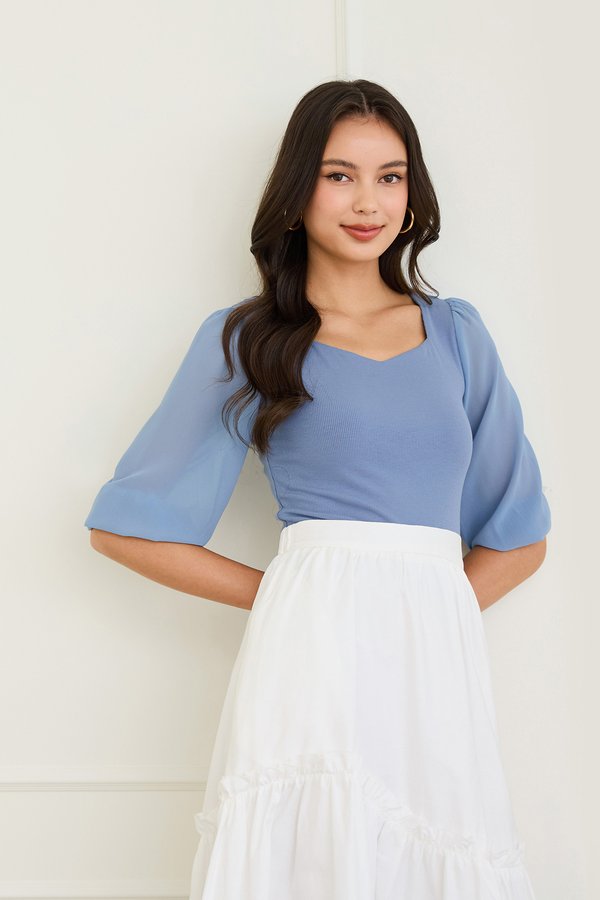 Zoe Top In Muted Blue