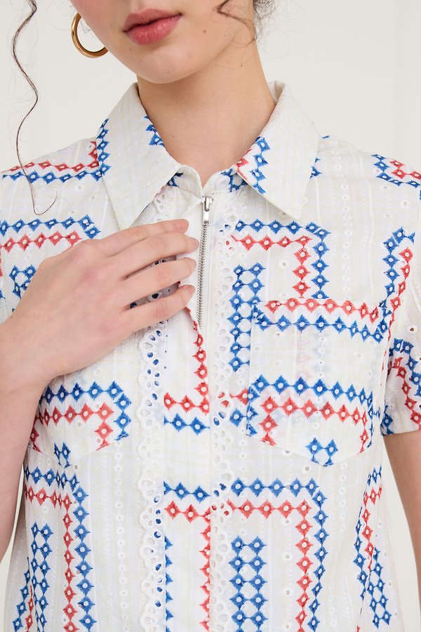 Ramona Top In Embroidered White