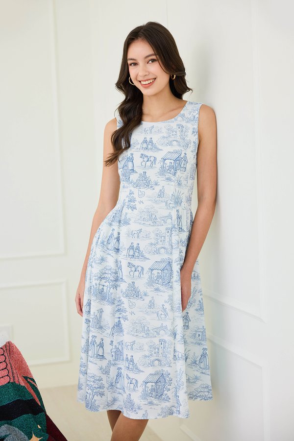 Hayden Dress In Blue Prints