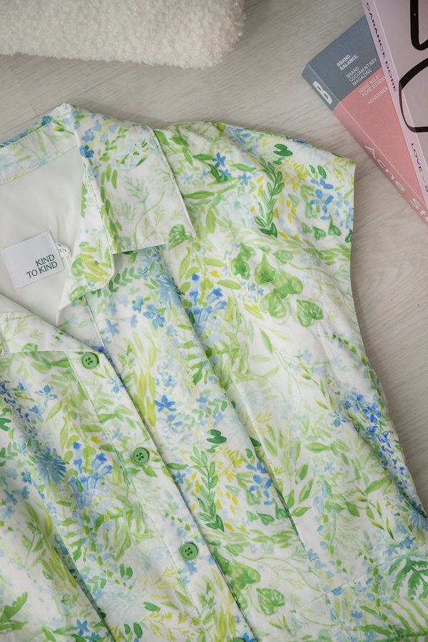 Kora Dress In Green Florals