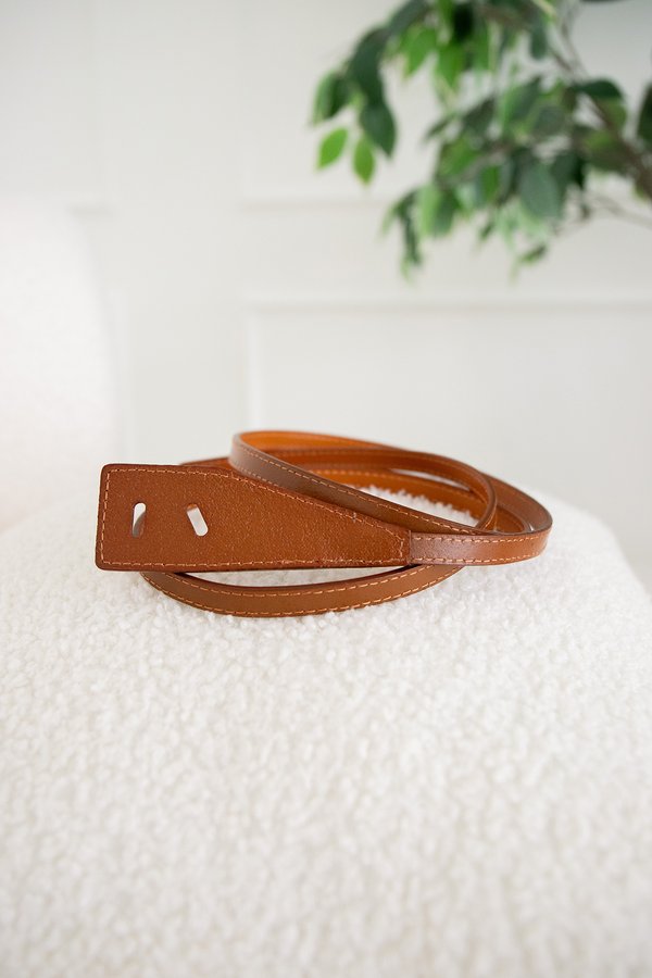 Trapezium Slot Belt In Camel
