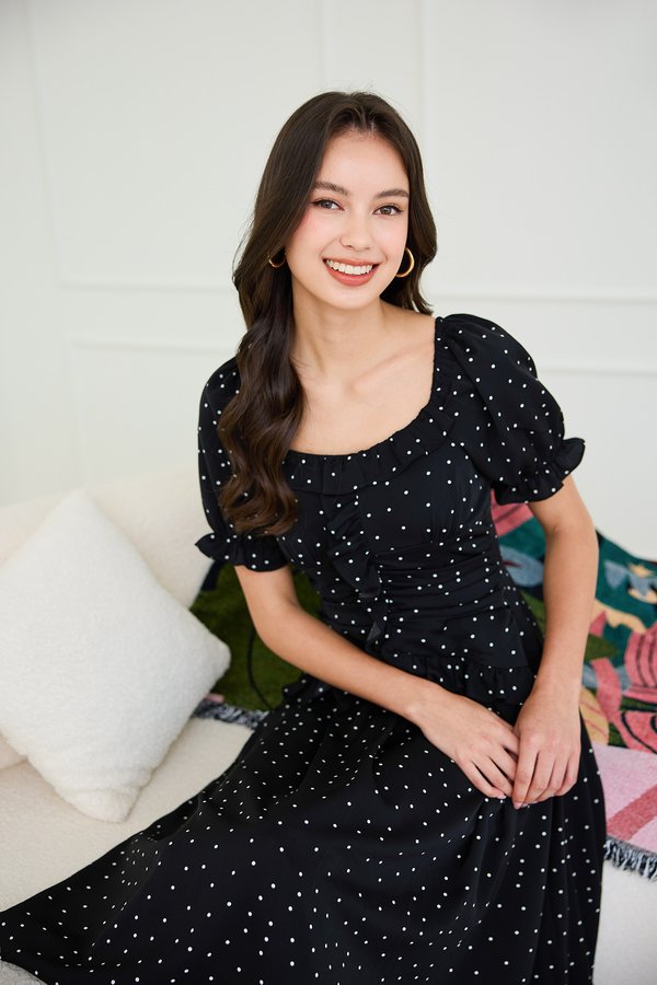 Aelin Dress In Black Dots