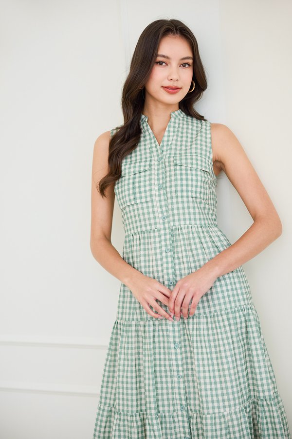 Cheyenne Dress In Sage Checks