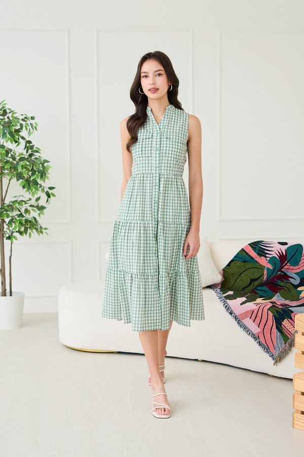 Cheyenne Dress In Sage Checks