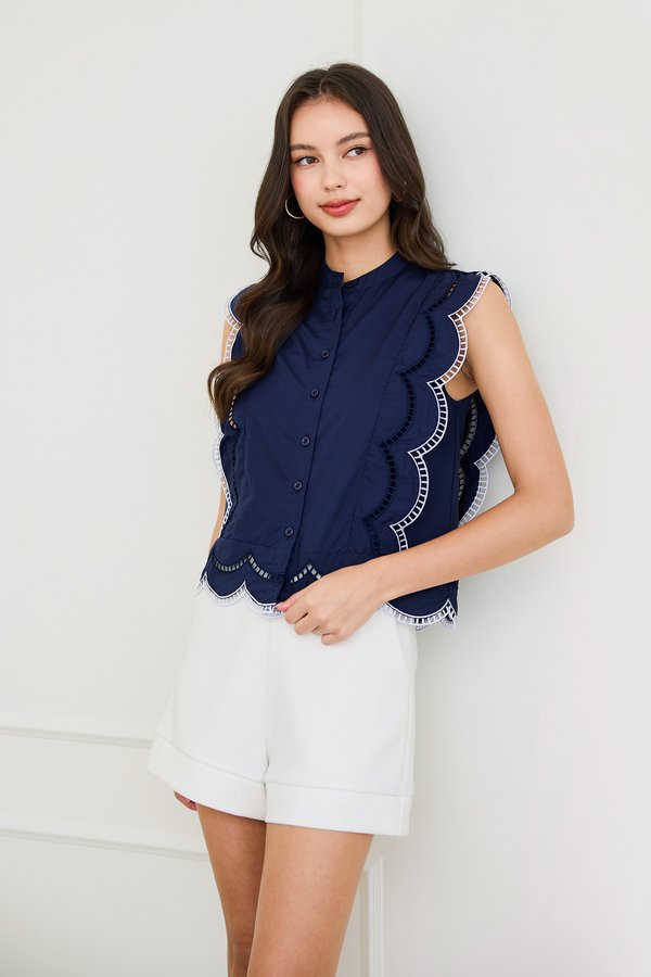 Eulalie Top In Navy Blue