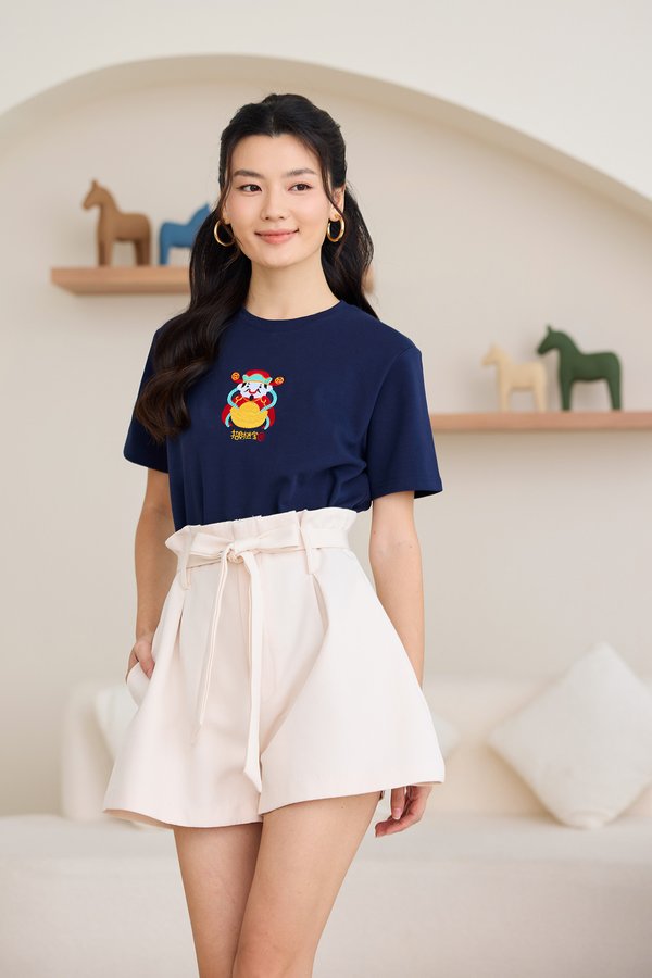 Fortune God Unisex Top In Navy Blue