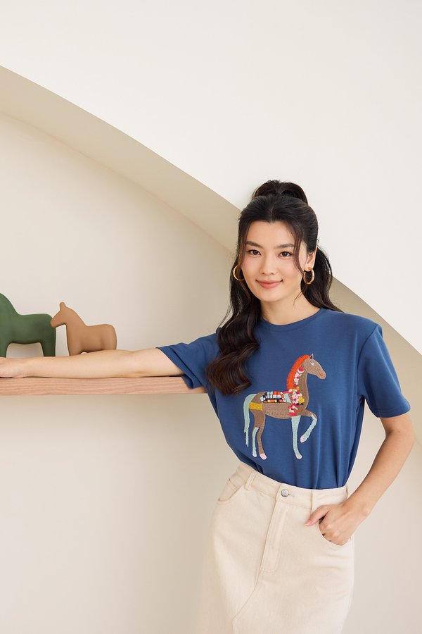 Galloping Grace Unisex Top In French Blue