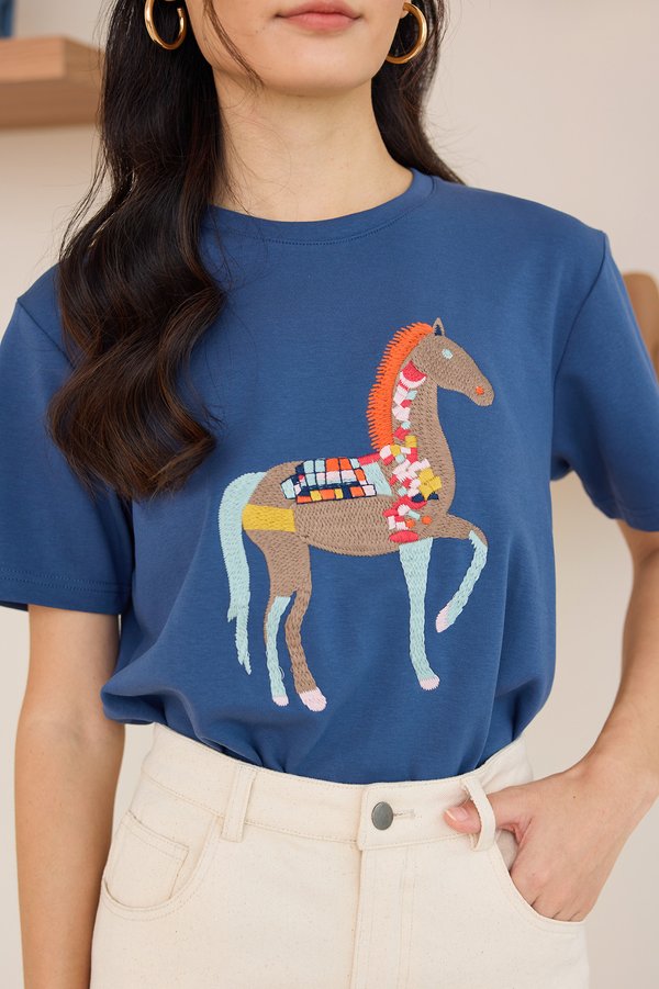 Galloping Grace Unisex Top In French Blue