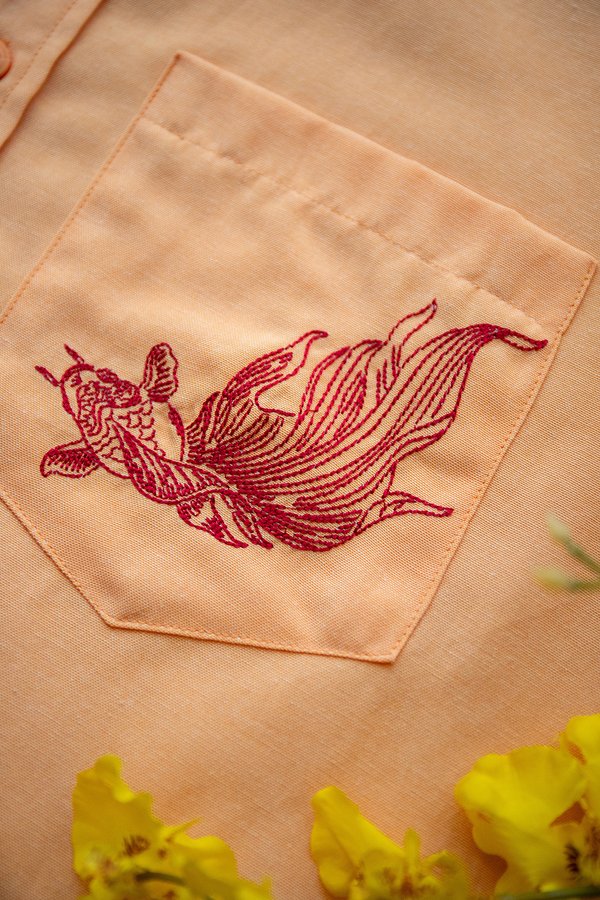 Billie Men Shirt In Carp Tangerine