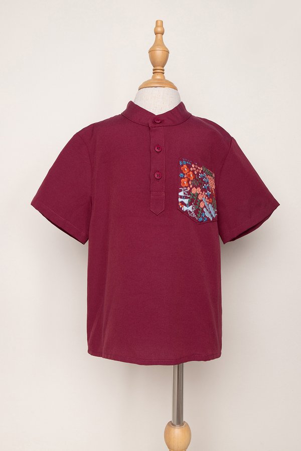 Connor Boy Shirt In Tapestry Wine