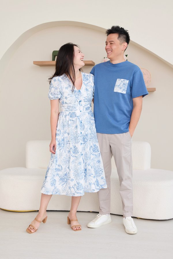 Dariel Men Tee In Embroidered Blue