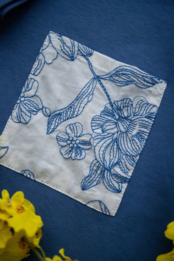 Dariel Men Tee In Embroidered Blue