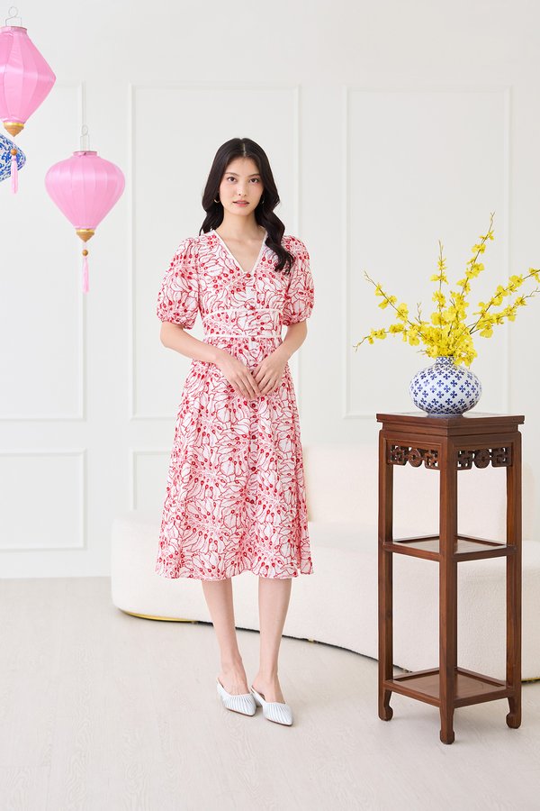 Eden Dress In Red Eyelet