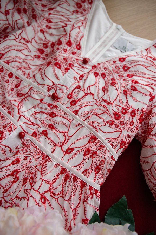 Eden Dress In Red Eyelet