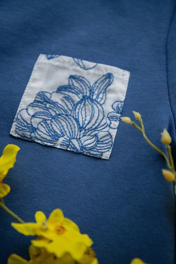 Elliott Boy Tee In Embroidered Blue
