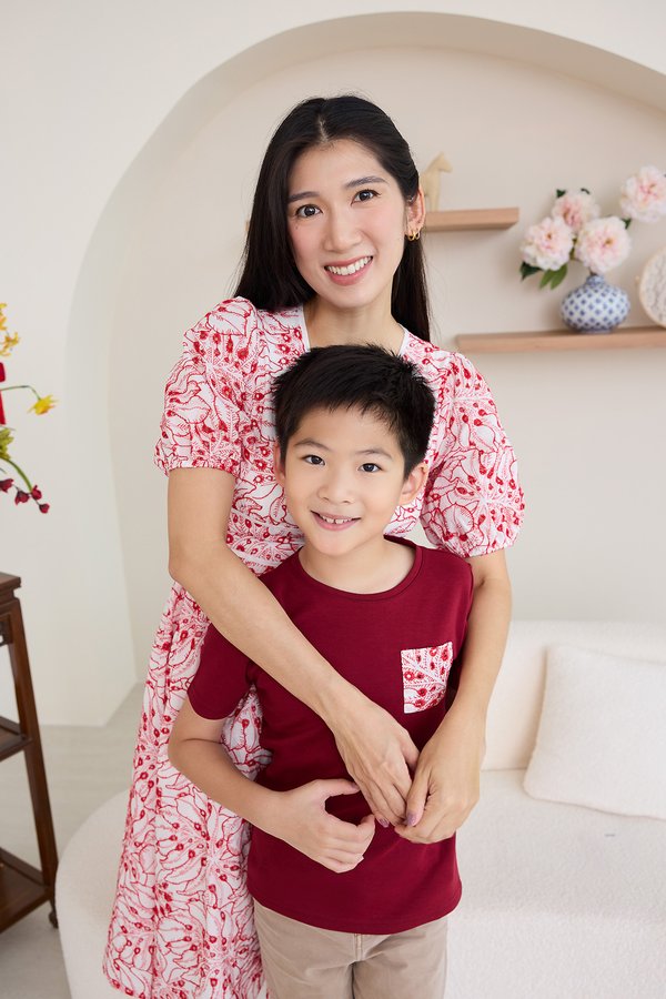 Elliott Boy Tee In Eyelet Red