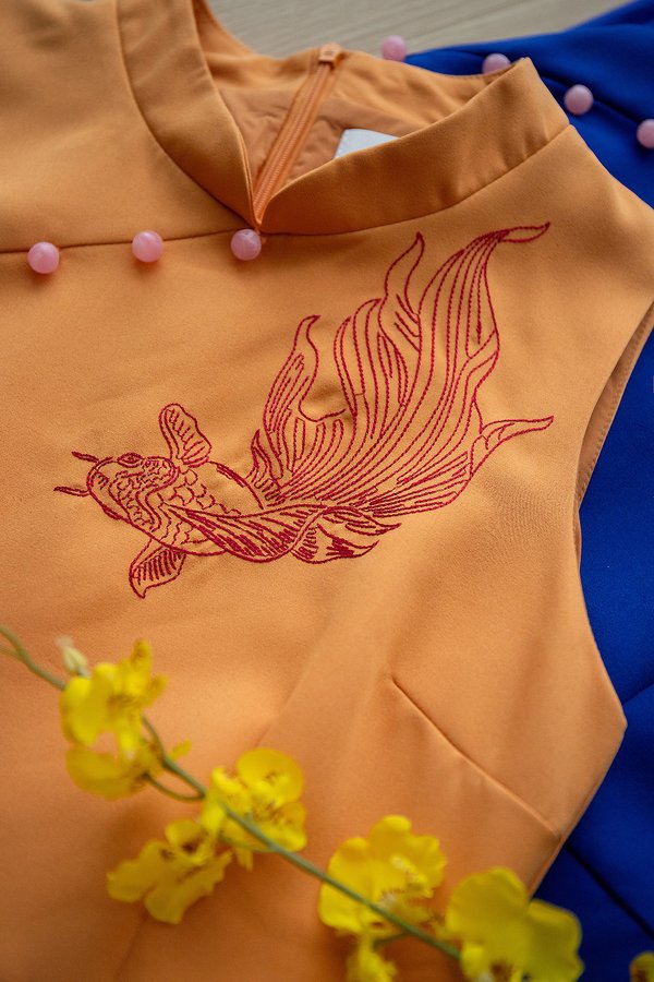 Swimmingly Fun Cheongsam Dress In Tangerine