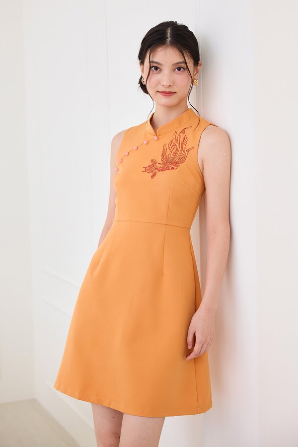 Swimmingly Fun Cheongsam Dress In Tangerine