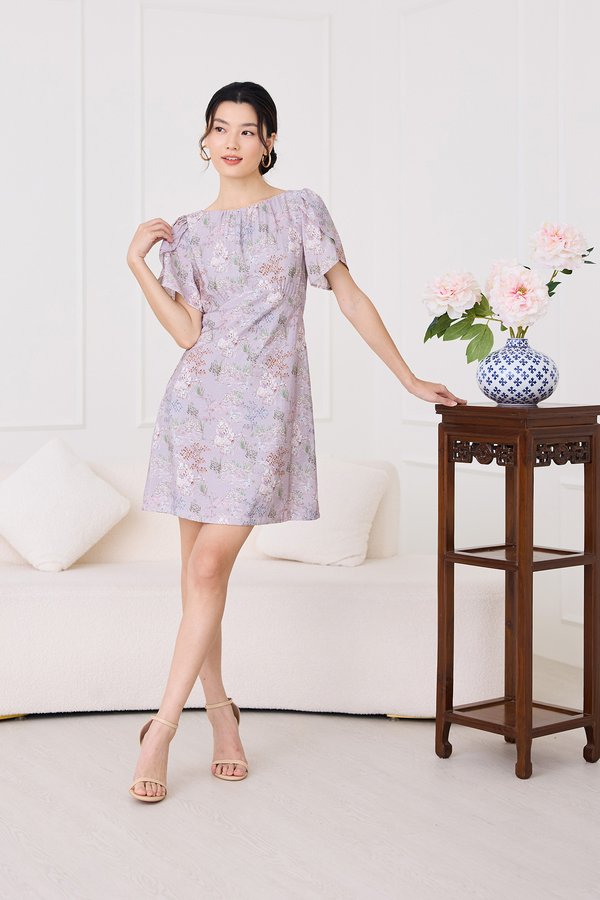 Calliope Dress In Lavender Prints