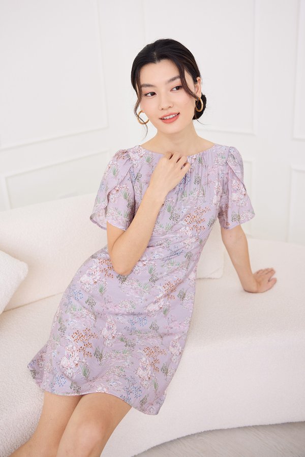 Calliope Dress In Lavender Prints