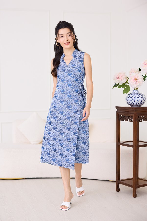 Eugenia Cheongsam Romper In Floral Blue