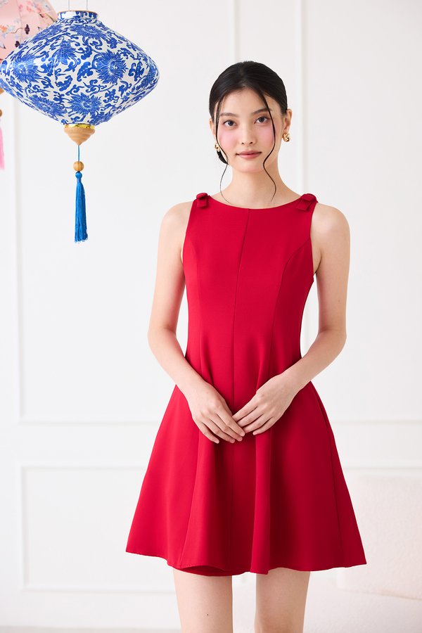 Kalina Dress In Festive Red